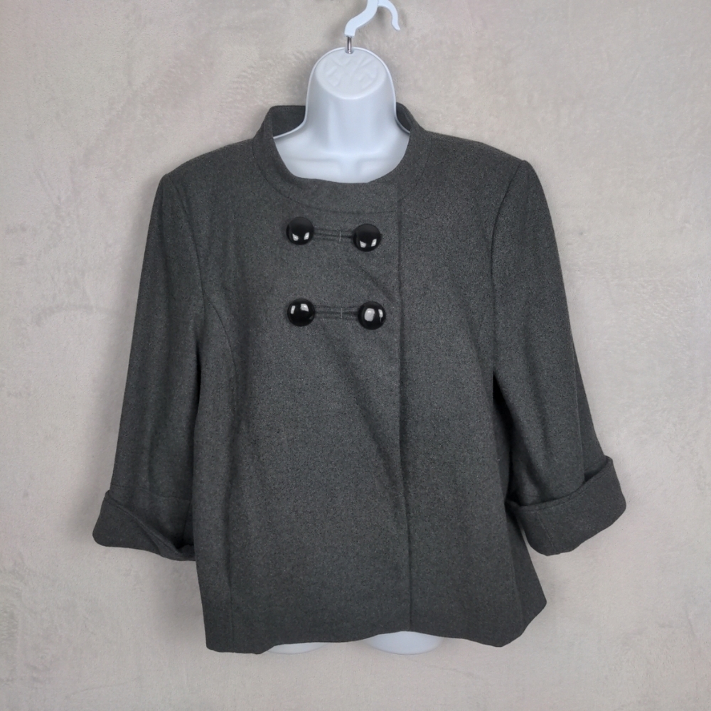 NWT Ann Taylor Loft Coat Women Large Gray Wool Blend Classic Academia Office